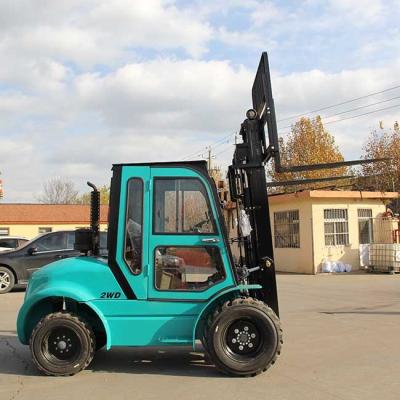 China 3.5 Ton Rough Terrain Fork Lift Truck Chinese Engine  A498BPG 4X4 Drive Swift for sale