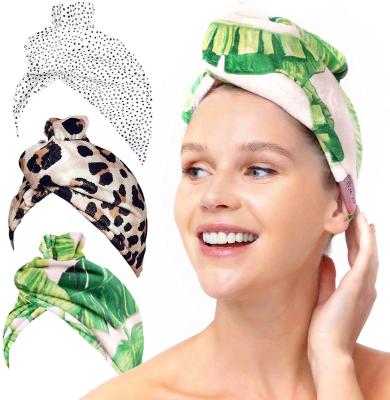 Китай Durable High Quality Fashion Printed Super Absorbent Quick Dry Soft Magic Turban Towel With Buttons Twist Wrap Microfiber Hair Towel продается