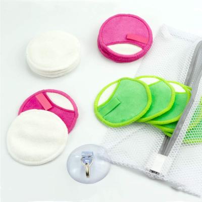 China Reusable 80% Bamboo Fiber Three Layers Fingertip Towels Washable Cotton Bamboo Towel Rounds Makeup Remover Pads for sale