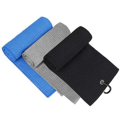 Chine Reusable Hot Sale Golf Towel Microfiber Waffle Pattern Golf Towel Black And Gray à vendre