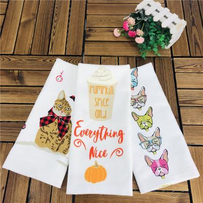 중국 100% Custom Printed Funny Tea Towel Cotton Flour Sack Reusable Kitchen Towels 판매용