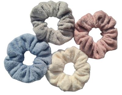 China Bulky Luxury Bamboo Scrunchie Terry Towelling Polyester Cotton Girls Scrunchie Holder Hair Band Te koop