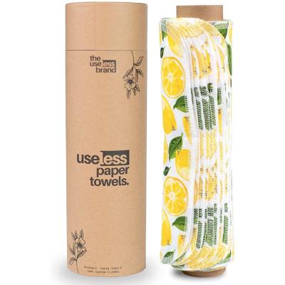 China Sustainable Reusable Paper Towels Roll Sustainable Cotton Flannel Towels W Eco Friendly Washable Cardboard Roll à venda