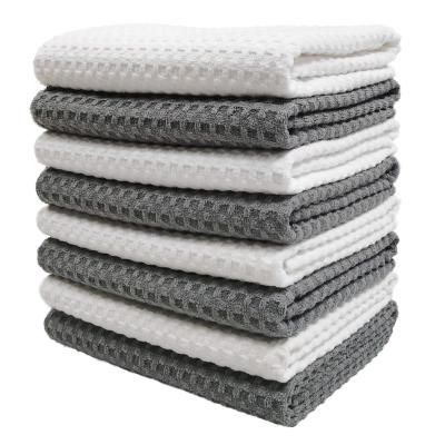 China 8 Pack Durable Waffle Weave Microfiber Ultra Premium Kitchen Dish Hand Towel à venda