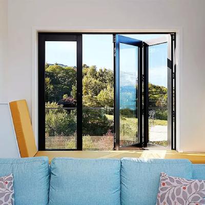 China High Quality Swing Bi Fold Window PVC French Door Window Folding Trackless Folding Screen Window for sale