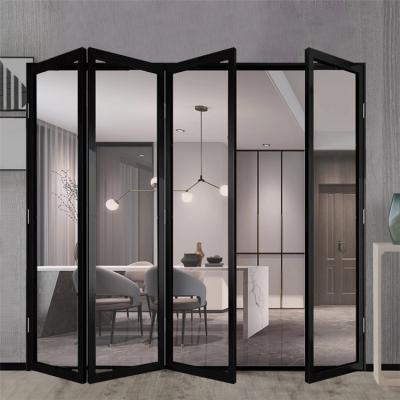 China High Quality Waterproof Ironwork Steel Folding Doors Frosted Pan Steel Folding Door Glass Folding Door For Sale for sale