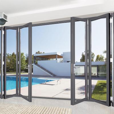 China High Quality Waterproof Balcony Sliding Pleated Doors Mosquito Screen Door Patio Bi Folding Glass Folding Door for sale