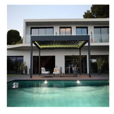 China Easily Assembled Automatic Pergola Alu Canopy Swimming Pool Roof Pergola Motorized Waterproof Pergola Shades for sale