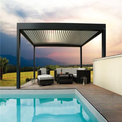 China Easily Assembled Motor Para Pergola Metal Framed Deluxe Outdoor Deck Pergolas With Remote Control System Pergola 6 x 5 for sale