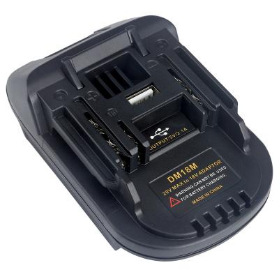 China ABS+PC DeWalt/Milwaukee Battery Converter To Makita 18V Power Tool Lithium Battery Adapter With USB Port for sale