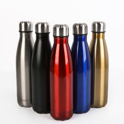 China PORTABLE 350ml, 500ml, 750ml, 1000ml, 1 Liter Metal Doubl Wall Stainless Steel Cola Shape Vacuum Insulated Sport Water Bottle for sale