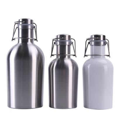 China All Metal 2L 2Liter Portable Stainless Steel Flip Top Bar Beer Growler Bottle With Leak Proof Lid for sale