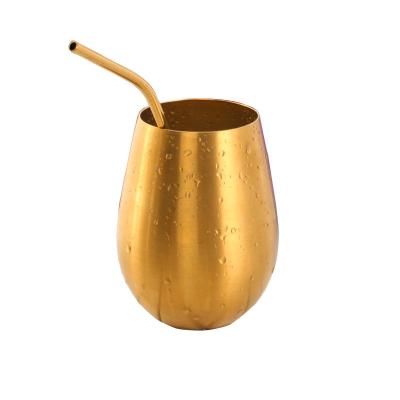 China China Factory Product Sustainable Egg Form Stainless Steel Vacuum Insulated Drink Beer Straw Gold Mug Tumbler for sale