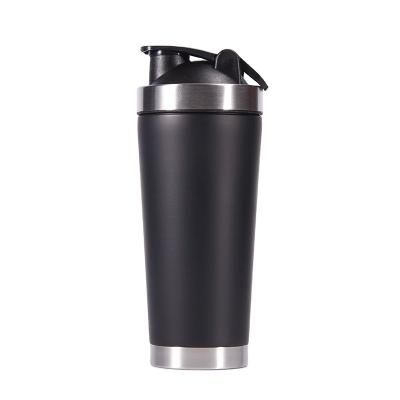 China 26oz Vacuum Stainless Steel Fitness Gym Protein Shaker Bottle Black Viable Leak Proof With Mixing Ball For Protein for sale