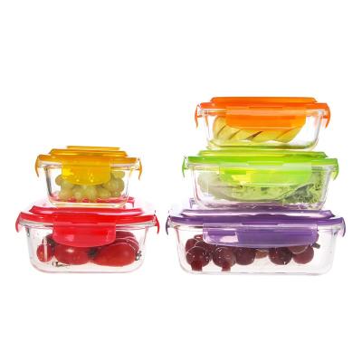 China Good Price Factory Sustainable Food Storage Set Supply 5 Pcs Food Storage Glass Plastic Food Containers Set For Home for sale