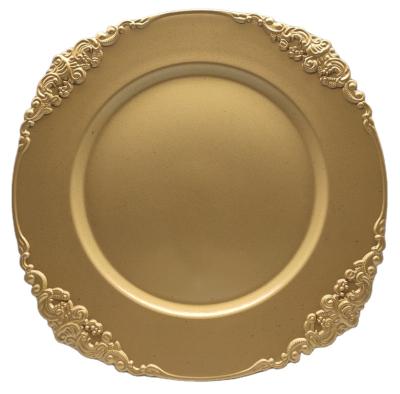 China France Style Gold Plastic Charger Plastic Wholesale Cheap Dish For Wedding Table for sale