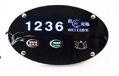 China Glass Ellipse Shape Rivet Hotel Doorbell System LED Door Number Service Panel for sale