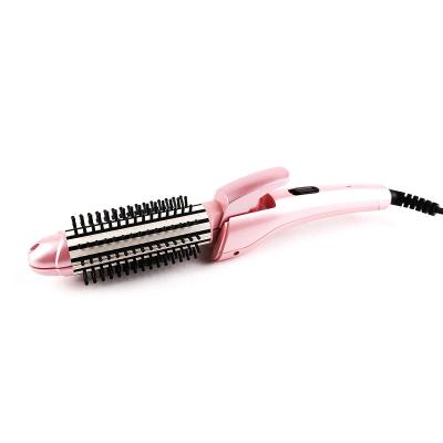 China Hair+straightening Hair Brush Foldable Curling Hair Curler Brushes 2 in 1 Hair Straightening and Curling Iron for sale