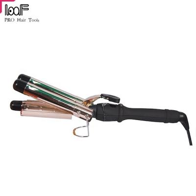 China Wave Hair Curling Professional LCD Hair Curler 3 Barrel Wave Hair Styling Tools Retro Ceramic Coating Environmental Wavy Curly Hair for sale