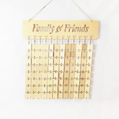 China Europe FAMILY Birthdays and Anniversaries Sign DIY Wooden Panel Calendar for sale