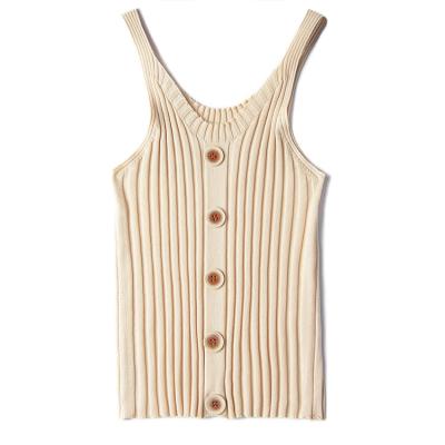 China Anti-Wrinkle Women Bodycon Rib Top U-Neck Sleeveless Sweater for sale