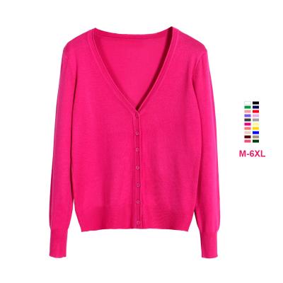 China Open Front Jersey Knitted Blank Plain V-Neck Cardigan Ladies Sweater Long Sleeve Anti-Shrink for sale