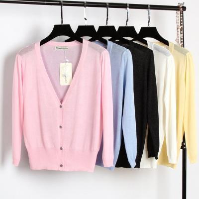 China New Design Chunky Cardigan, Ladies V-Neckline Cardigan Fashion Anti-pilling Short Sweater for sale