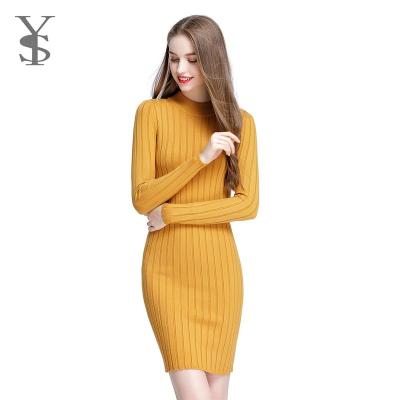 China Wholesale Ladies Dress Bodycon Rib Knit Long Sleeve Sweater Fashion Hot Sale Plus Size From Amazon for sale