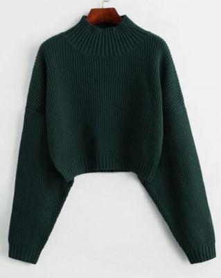 China Fashionable Anti-wrinkle Ladies Knit Long Sleeve Sport Crop Top Women's Sweaters Cropped Sweater for sale