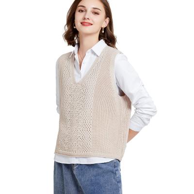 China Amazon Hot Sale Summer Crewneck Sleeveless Anti-Shrink Women Knit Vest Sweater for sale