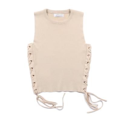 China Amazon Hot Sale Summer Crewneck Sleeveless Anti-Shrink Women Knit Vest Sweater for sale