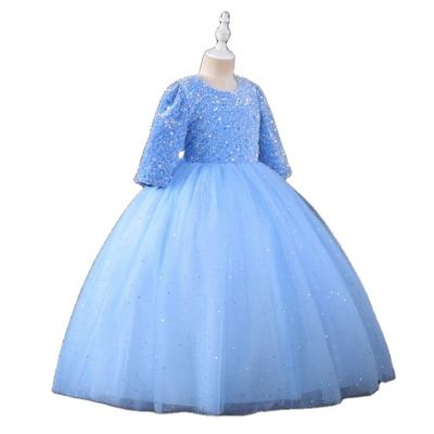 China 2022 new custom children's princess long mesh dress children's breathable piano fluffy performance girl autumn treatment for sale