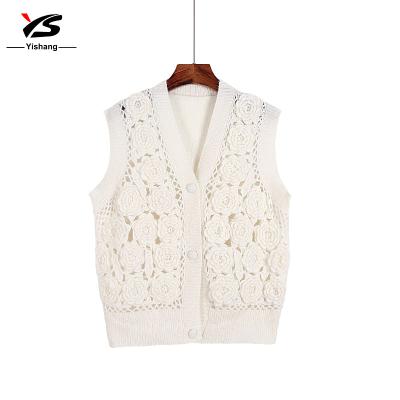 China Anti-pilling Hand Knitted Female Sweater Ladies Sweaters Rose Design Knitwear Factory ODM/OEM for sale