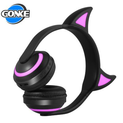 China Fashionable Stereo Sound Music Noise Canceling Cute Glowing Cat Ear Headphones Headset Radio for sale