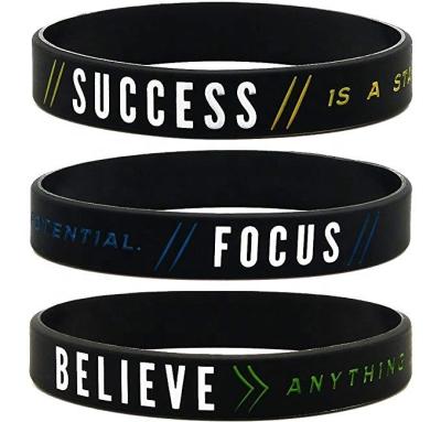 China Study Factory Silicone Eco-Friendly Silicone Wristband Hand Wrist Band Rubber Motivational Motivational Bracelet for sale