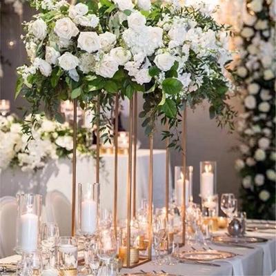 China Event Party Supplies Wedding Party Decorative Rectangle Metal Flower Vase Stands Road Lead For Hotel Super Market Home Decoration for sale