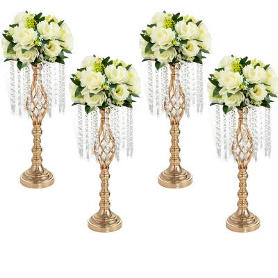 China Event Party Supplies Crystal Flower Holder Stand Home Sales Metal Wedding Road Lead Party Table Centerpieces Whole Hotel Sales for sale