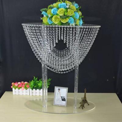 China Event Party Supplies Wedding Table Top Decorations Round Shape Flower Arrange Centerpieces Glass Hanging Crystals Flower Stands Wholesale for sale