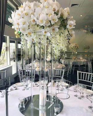 China Event Party Supplies Acrylic Crystal Rectangle Frame Centerpieces Flower Stand For Wedding Table Decoration for sale