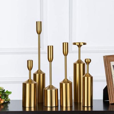 China Event Party Supplies 6pcs One Set Plating Gold Candle Holder Wedding Table Decorative Centerpiece Modern Candlestick For Decoration for sale