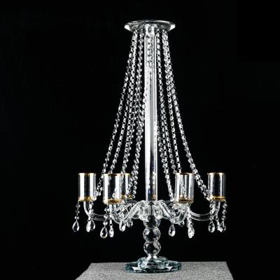 China Event Party Supplies Hot Sale Reception Settings 7am Decor Table Clear Crystal Candle Holders for sale