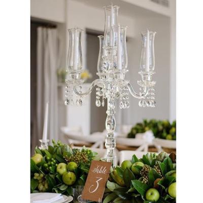 China Event Party Supplies Popular 5am Clear Crystal Candle Stands Glass Candelabra Weddings Table Centerpieces Decorations for sale