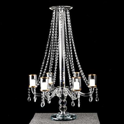 China Event Party Supplies Popular Crystal Candle Holder Table Top Chandelier Centerpieces For Weddings Home Decoration for sale