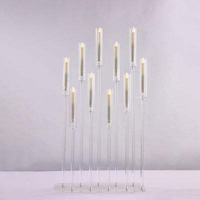 China Event Party Supplies Cheap 100 Cm Tall Clear 10 A.M. Crystal Candelabra Wedding Table Decoration Centerpieces Glass Candle Holders Decor for sale