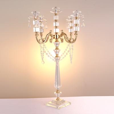 China Event Party Supplies Popular 5am Clear Acrylic Candle Stands Glass Candelabra Weddings Table Centerpieces Decorations for sale