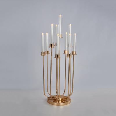 China Event Party Supplies Home Wedding Decoration European Silver Candelabra And Gold Candle Holder High End Quality Romantic Candlestick Candelabra for sale