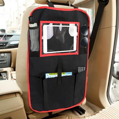 China Easy Clean Custom Car Storage Front Seat Organizer Bag or Car Backseat Protectors with Touch Screen Tablet Holder for sale