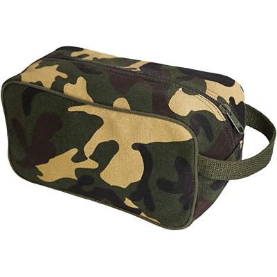 China Durable Green Canvas Camouflage Toiletry Bag Cosmetic Bag For Travel Toiletries Organize for sale