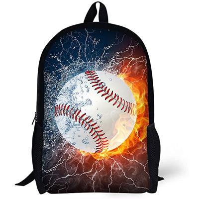 China GPS Fire Schoolbag Kids Football Printing Burning Backpack 17 Inch Burning Pattern Backpack for sale