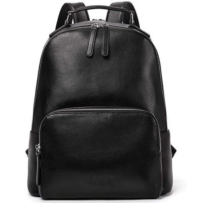 China Waterproof Ladies Cow Leather Backpack Fashion Laptop Day Pack Girls School Bag Genuine Black for sale